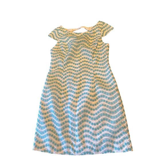 Lilly Pulitzer Womens Cap Sleeve Shift Dress Size 6 Blue & White Pattern Polyest - Picture 1 of 5
